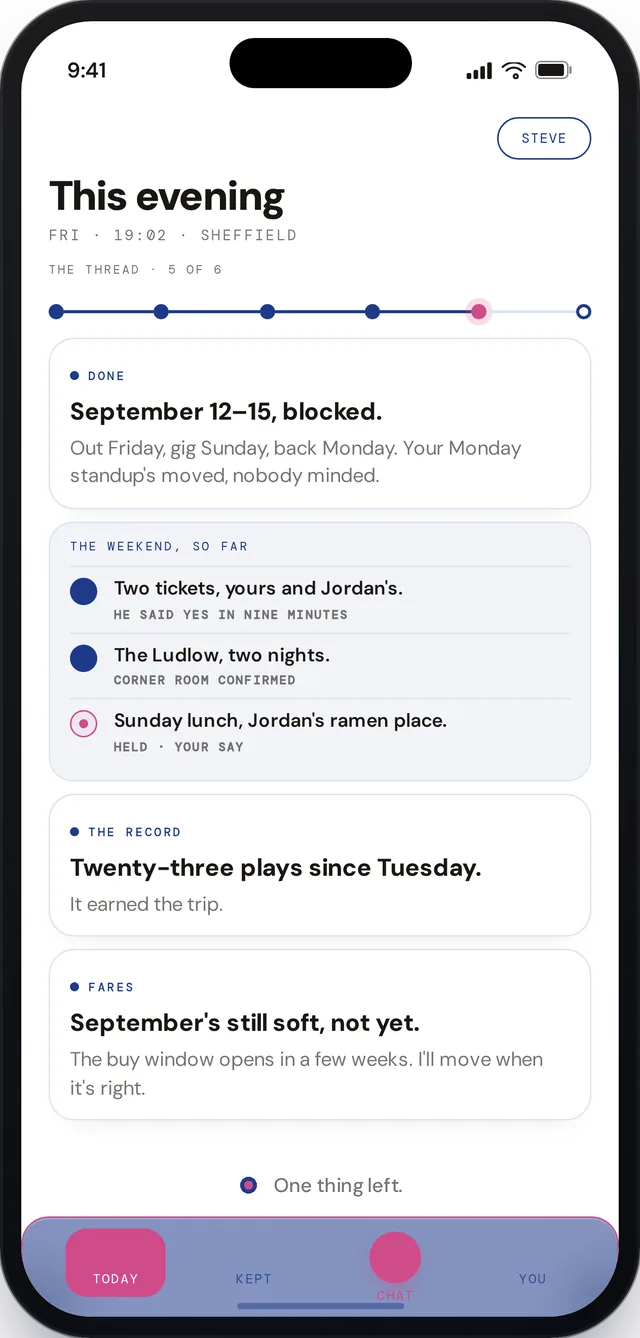 a weekend kept clear on a phone